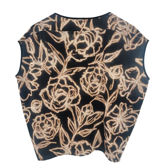 Gary Graham 422 Cocoon Top Short Sleeves Blouse Scoop Neck Black Floral Small - Picture 3 of 9